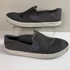 OluKai Mens Lae'Ahi Sz 14 Slip On Boat Shoes Pavement Gray Blue 10443